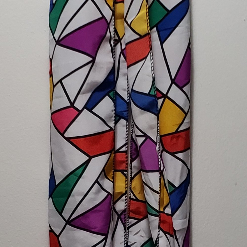 Multi Color Geometric Designed Scarf. - Picture 2 of 2